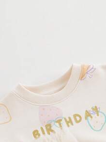 MARC&JANIE Young Girls Sweet & Fun Strawberry Print Mesh Contrast Round-Neck Dress, Spring