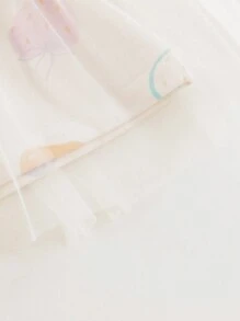 MARC&JANIE Young Girls Sweet & Fun Strawberry Print Mesh Contrast Round-Neck Dress, Spring