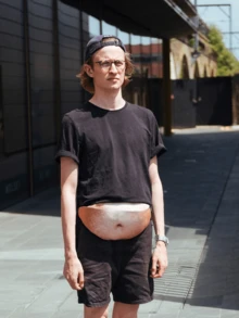 Original Riñonera Con Forma De Barriga Cervecera En Varios Colores - Albaricoque - Ver 3