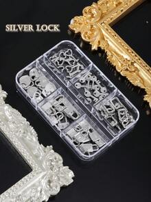 60入組日式迷你釘鎖扣形狀合金裝飾,五金ins風格鎖頭diy釘材料配件套組 - 彩色 - 查看 5