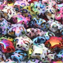 10pcs 15mm Mixed Color Leopard Print Star Shaped Acrylic Beads For Diy Bracelet, Necklace And Jewelry Making