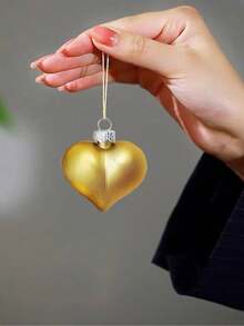 12pcs Valentine'S Day Heart-Shaped Pendant Shiny Ceramic Heart Combination Set Wedding Decor Diy Pendant Decoration - Gold - View 5