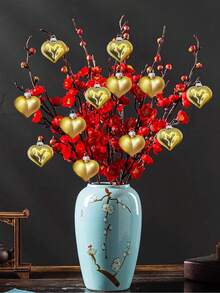 12pcs Valentine'S Day Heart-Shaped Pendant Shiny Ceramic Heart Combination Set Wedding Decor Diy Pendant Decoration - Gold - View 7