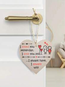 1個有趣的情人節木質心形裝飾牌,我仍愛你木質掛飾板牌,家居裝飾溫馨禮物 - 彩色 - 查看 2