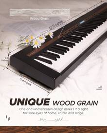 Starfavor SP-150W With Stand Digital Piano,88 Key Weighted Keyboard With Hammer Action,2x30W Speakers,Triple Pedal,Piano 88 Keys With Wood Grain Pattern Portable Electric Piano Keyboard For Beginners - 黑色 - 查看 5