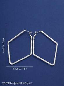 1 对极简菱形耳钉，女士夸张耳环，日常搭配，生日礼物 - 白色 - 查看 4