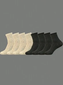 4對/組男士復古時尚中筒袜,配有3d愛心印花 - 彩色 - 查看 3