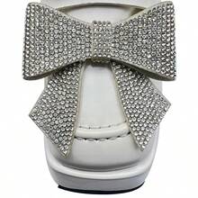 新款鑲鑽蝴蝶結扣裝飾女鞋頭,diy手工飾品,適用於大部分鞋款 - 銀色 - 查看 1