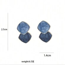 簡約優雅的藍色夾式耳環,適合青少年女孩和無耳洞女性,適合日常佩戴 - 藍色 - 查看 6