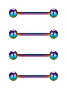 CIZME 4Pcs/Set Nipple Rings Tongue Rings Stainless Steel 14G Straight Barbells Piercing Jewelry 12mm,14mm,16mm,18mm