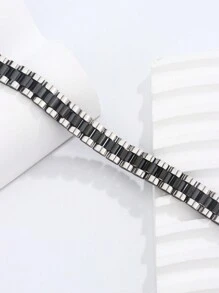 1pc Fashionable Business Style Stainless Steel Bracelet - Black - View 5