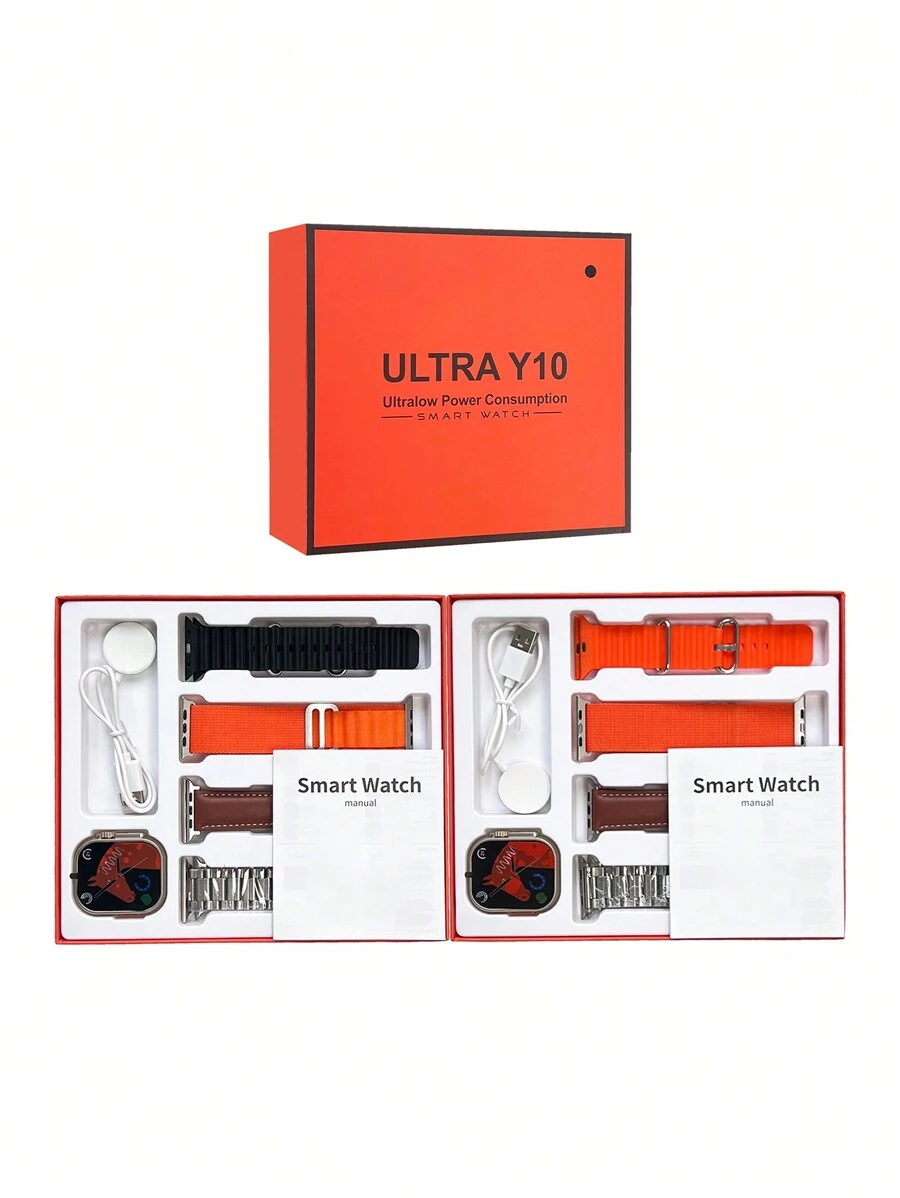 Smartwatch Y10 ultra Bluetooth llamada deportes ritmo cardíaco carga inalámbrica reloj inteligente impermeable - Naranja - Ver 1