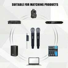 Kaschun K5專業無線麥克風雙簡便式無線接收器，適用於KTV，家庭卡拉OK，歌舞舞台表演 - 黑色 - 查看 7