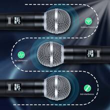 Kaschun K5專業無線麥克風雙簡便式無線接收器，適用於KTV，家庭卡拉OK，歌舞舞台表演 - 黑色 - 查看 4