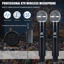 Kaschun K5專業無線麥克風雙簡便式無線接收器，適用於KTV，家庭卡拉OK，歌舞舞台表演 - 黑色 - 查看 2