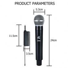 Kaschun K5專業無線麥克風雙簡便式無線接收器，適用於KTV，家庭卡拉OK，歌舞舞台表演 - 黑色 - 查看 9