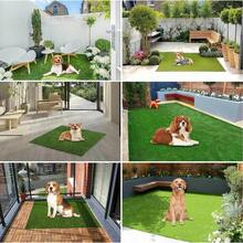 3/6/9 Pcs Artificial Grass Tiles With Interlocking System, Indoor Outdoor Turf Mat Squares Grass Rug,Synthetic Fake Grass For Dogs, Pets, Patio And Balcony - Green 3 PCS - View 3