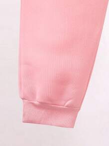 2pcs/Set Tween Girls' Letter Pattern Sweatshirt And Drawstring Pants Outfit - Pink - View 6