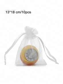 10pcs Candy Colored Organza Pouches For Jewelry Packaging, Gifts, Candies, Bugs Prevention With Drawstring - White - View 17