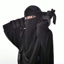 一層紗布尼卡布面罩,帶帽拉動穿上伊斯蘭圍巾系後頭套女士頭巾 - 黑色 - 查看 6