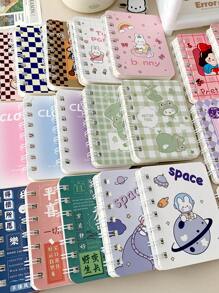 MOKA 4 件/組 A7 螺旋側翻筆記本,單本 80 頁橫線內頁,可愛卡通封面文具,適合返校日韓風格,1 套已發貨 - 粉色 - 查看 2