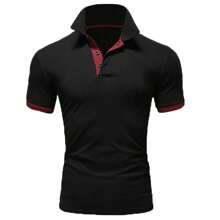 Playeras Tipo Polo Para Hombre Camisetas Casuales Moda Camisas Slim Fit - Negro - Ver 1