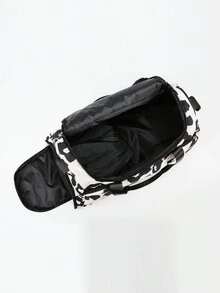 女士健身袋,運動旅行袋附鞋履隔層和濕物口袋,週末隨身包含隔層,男女通用,適用於旅行、健身、瑜伽（深粉紫色塗鴉） - 黑色 - 查看 9