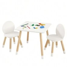 Kids Table And 2 Chairs Set, Toddler Table And Chair Set, Children Multi-Activity Table For Art, Craft, Reading, Learning, Christmas Gift - White - View 9