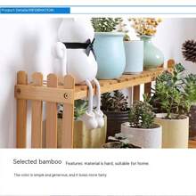 40cm Bamboo Window Plant Shelf, Simple Nordic Style, Small Flower Rack For Tabletop, Balcony, Succulent Plants - Khaki - View 6