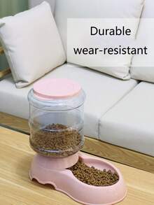 1入組3.8升粉色大容量自動寵物餵食器，裝飾寵物碗，帶有重力食物分配器，適用於不負責任的寵物主人 - 粉色 - 查看 4