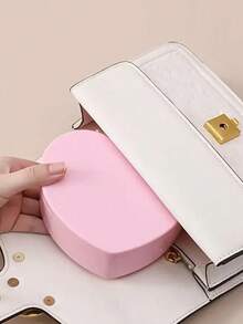 1個粉色愛心設計化妝品收納盒帶鏡子珠寶收納盒雙層桌面可摺疊化妝品整理盒帶梳妝鏡,適用於浴室臥室,是少女女性最好的禮物,還可當作diy珠寶盒、粉色愛心形妝品首飾收納盒,桌面擺飾盒帶有鏡子 - 粉色 - 查看 2