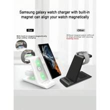 升级版三合一无线充电器。升级智能芯片版本，带磁性版本。无线充电器兼容三星，三合一充电站适用于磁性 Galaxy Watch 6/5/5 Pro/4 Active 2/1 Galaxy S23/Ultra/S23+/S22/Note 20/10/Z Flip 5/4 Fold 5/4 Galaxy Buds 2/2 Pro/Live 多设备..带快速充电线，支持无线快速充电。多功能保护，快速充电不损害设备。ABS 材质，坚固耐用。可同时为手机、无线耳机和智能手表充电。桌上不再有凌乱的充电线。适合情人节礼物/新年礼物。（白色） - 白色 - 查看 5
