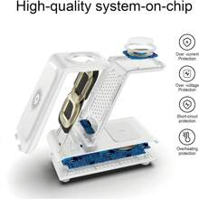 升级版三合一无线充电器。升级智能芯片版本，带磁性版本。无线充电器兼容三星，三合一充电站适用于磁性 Galaxy Watch 6/5/5 Pro/4 Active 2/1 Galaxy S23/Ultra/S23+/S22/Note 20/10/Z Flip 5/4 Fold 5/4 Galaxy Buds 2/2 Pro/Live 多设备..带快速充电线，支持无线快速充电。多功能保护，快速充电不损害设备。ABS 材质，坚固耐用。可同时为手机、无线耳机和智能手表充电。桌上不再有凌乱的充电线。适合情人节礼物/新年礼物。（白色） - 白色 - 查看 3