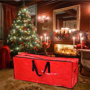 1 pieza Bolso de almacenamiento de árbol de Navidad rojo hecho de material tejido de PE, impermeable, a prueba de humedad, a prueba de insectos, puede contener un árbol de 7/9 pies, desmontable, se puede usar el próximo año, Navidad