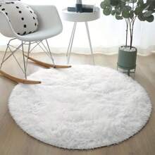 1pc Round Area Rug, Sofa Bedroom Bedside Floor Mat, Circular Coffee Table Carpet, Modern Simple Home Living Room Carpet, Home Decor - White - View 1