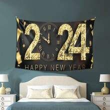 1pc Polyester New Year Tapestry For Living Room, Bedroom, Office, Home Decoration, Party Decoration, With Free Installation Kit - Multicolor - View 6
