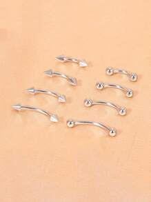 CIZME 8 件/套眉环饰品不锈钢弧形杠铃小眉环垂直唇钉唇饰耳钉肚脐小肚脐环男女通用 20g 16g 6mm/8mm/10mm/12mm - 彩色 - 查看 3