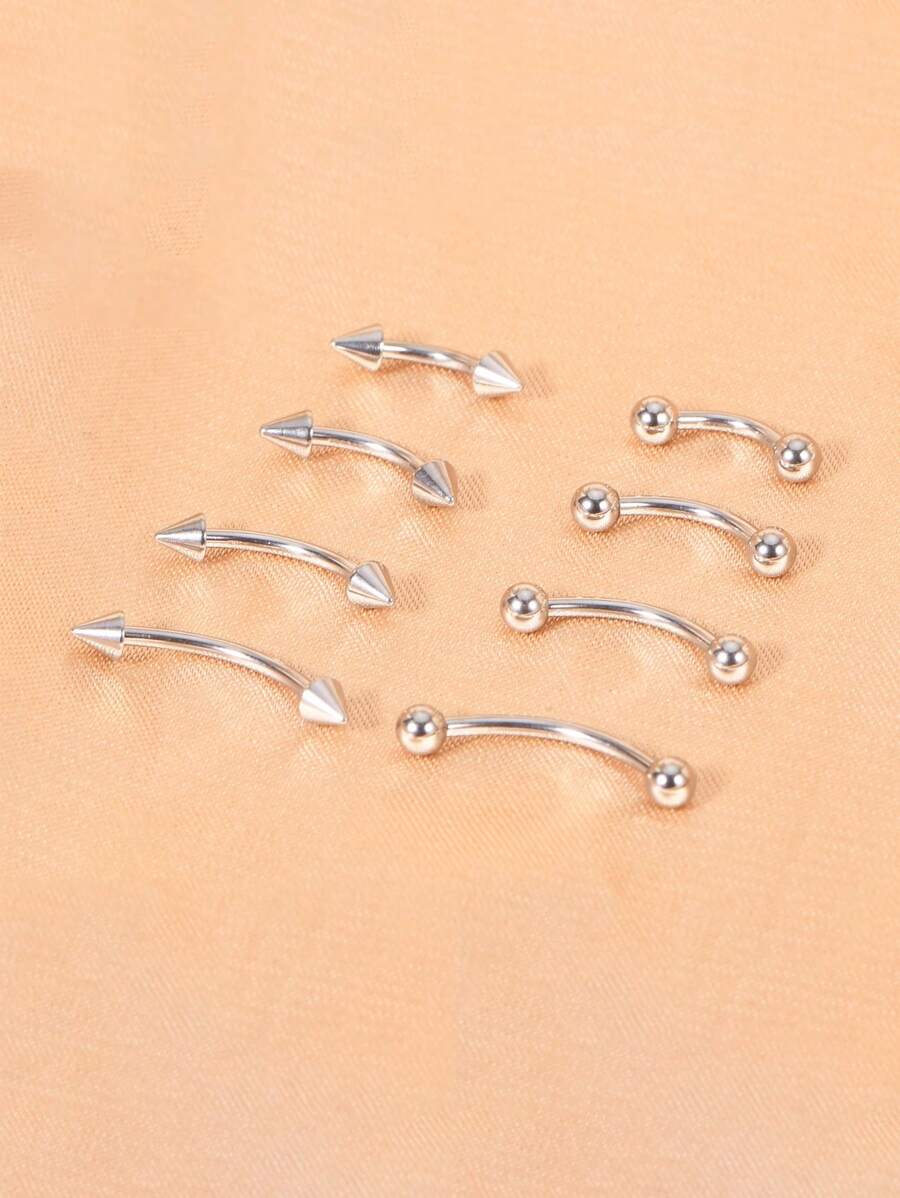 8Pcs/Set Eyebrow Piercing Jewelry Surgical Steel Curved Barbell Tiny