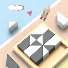 Rompecabezas De Bloques Ocultos Que Incluye 40 Tarjetas De Desafío De Doble Cara Y Un Conjunto De 16 Bloques Puede Entrenar El Pensamiento Lógico Espacial, La Concentración Y La Creatividad - Blanco y Negro - Ver 3