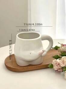Joivida 1 szt. Nowy ceramiczny kubek do kawy Pinch Belly, ręcznie malowany kreatywny ceramiczny kubek do wody Pinch Belly, luksusowy kubek do mleka na śniadanie, japoński kubek do herbaty/mokki, kubek do wody dla par, prezenty dla przyjaciół, odpowiedni do domu, biura, restauracji, kawiarni z powrotem do szkoły - Biała miseczka na brzuch - Zobacz 3
