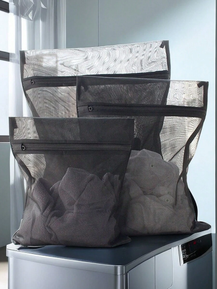 1pc,Black Clothes Washing Bag Mesh Underwear Machine Washing Bag Washing Machine Bag - Black - View 1