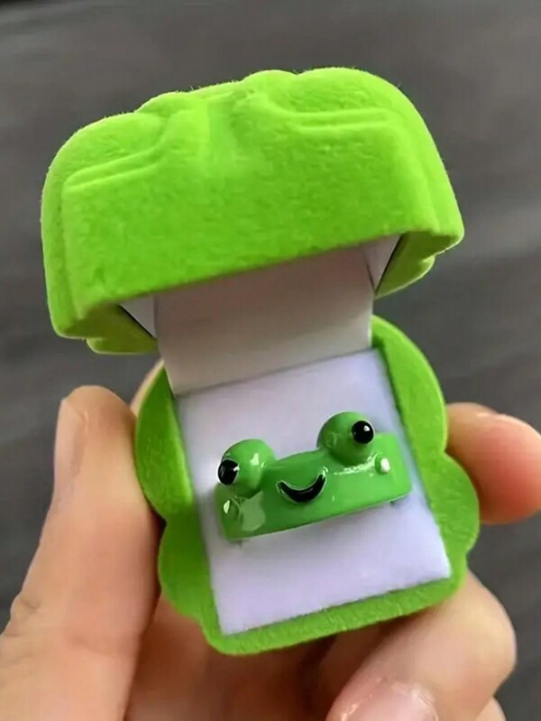 1PC Frog Resin Ring Cute Animal Acrylic Rings Set Funny Chunky Knuckle Ring Friendship Gift For Teen Girls-Without Box