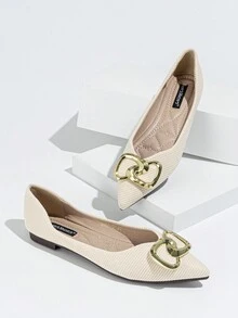 2023 Spring New Soft Pointed Toe Flat Shoes Women's Popular Penny Loafers Gentle Flats - Apricot - View 1