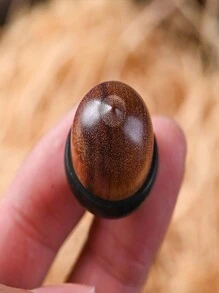 1pc Creative Sandalwood Pinecone Pendant For Mobile Phone, Bag, Or Necklace, Unisex Glass Bottle With Stopper And Accessory - Black - View 5