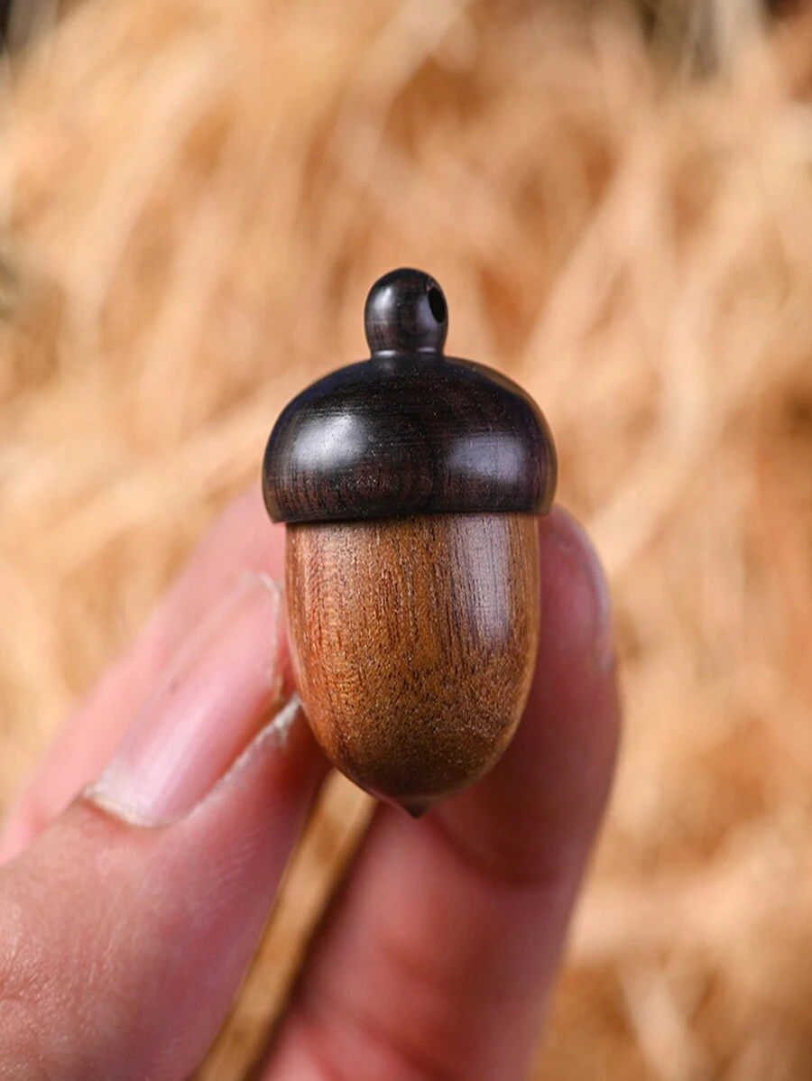 1pc Creative Sandalwood Pinecone Pendant For Mobile Phone, Bag, Or Necklace, Unisex Glass Bottle With Stopper And Accessory - Black - View 1