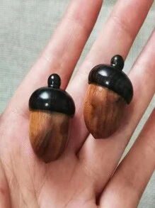 1pc Creative Sandalwood Pinecone Pendant For Mobile Phone, Bag, Or Necklace, Unisex Glass Bottle With Stopper And Accessory - Black - View 8