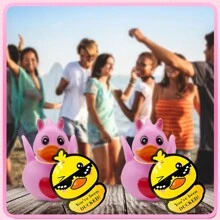 2 件情人節橡膠鴨子帶 2 個標籤、2 件橡皮筋、淋浴配件、迷你鴨子沐浴玩具情人節派對禮物 - 彩色 - 查看 5