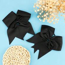 2 Packs Jumbo Cheerleading Bow 8 Inch Cheer Hair Bows Large Cheerleading Hair Bows With Ponytail Holder For Teen Girls Softball Cheerleader Outfit Uniform - Black - View 3