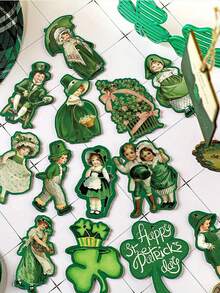 15入組聖派翠克節幸運女孩信封帽、木質吊飾套裝、繩索裝飾,適用於桌子和窗戶、家庭派對裝飾,節日配件和派對用品 - 彩色 - 查看 3