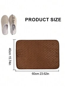 1入組珊瑚絨蜂窩紋地墊,蜂窩紋元素可水洗,柔軟舒適,吸水防滑,適用於浴室、臥室、客廳 - 咖啡棕 - 查看 2